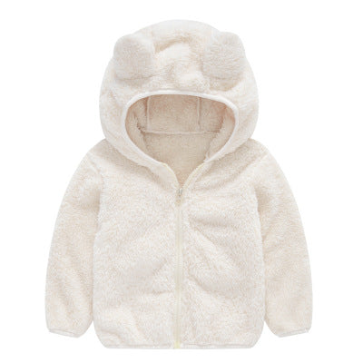 Baby-Kunstpelzjacke mit Kapuze