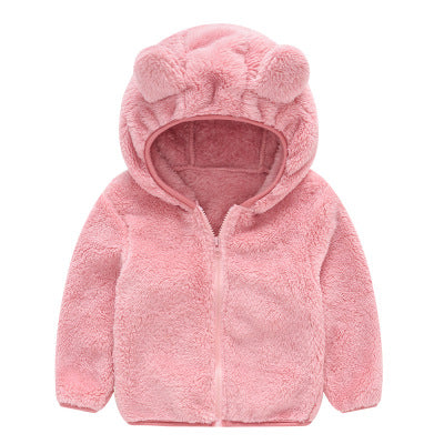 Baby-Kunstpelzjacke mit Kapuze